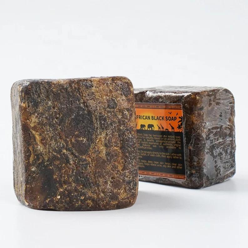 

Natural Organic Amazon Hot Selling OEM African Raw Black Soap Deep Cleansing Acne Removal Moisturizing Body Soap With cocoa pods