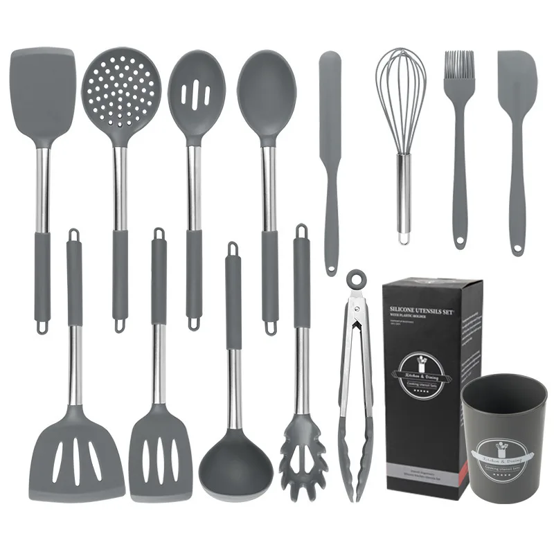 

14 Pieces In 1 Set Silicone Kitchen Accessories Cooking Tools Kitchenware Silicone Kitchen Utensils With stainless steel Handles, Customized color