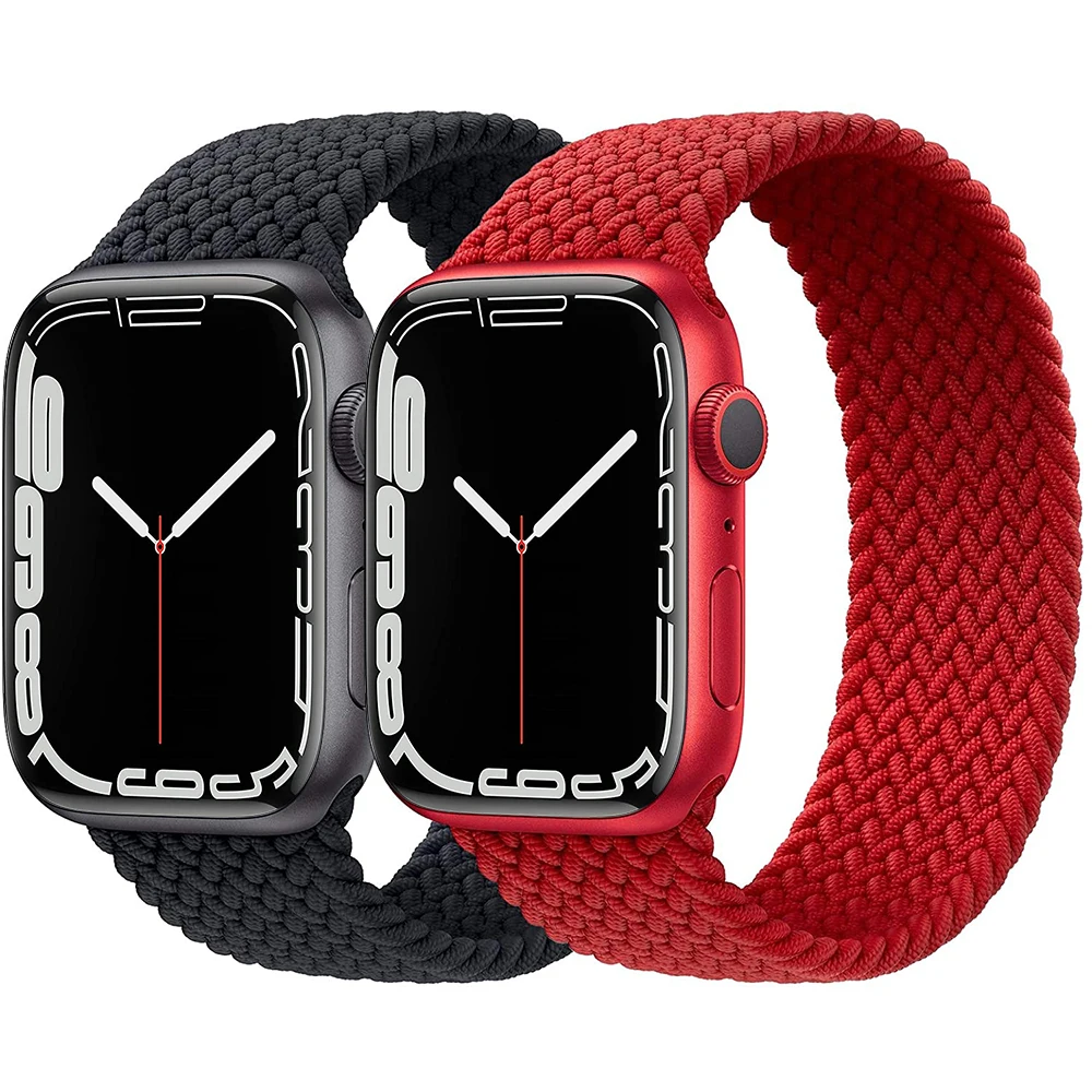 

RYB Elastic Braided Loop Sport Band for Apple Watch Series 7, Stretchy Woven Nylon Fabric Strap for Apple Watch