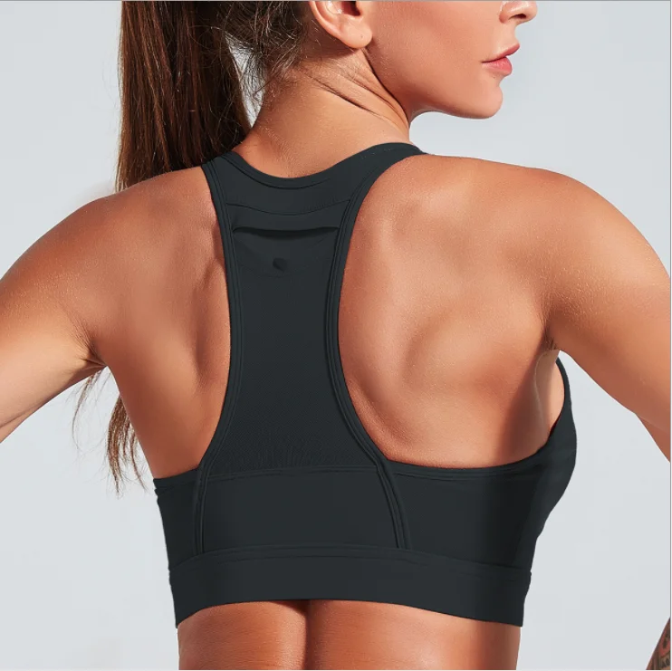

Nylon spandex fitness wear high impact sports bra with phone pocket