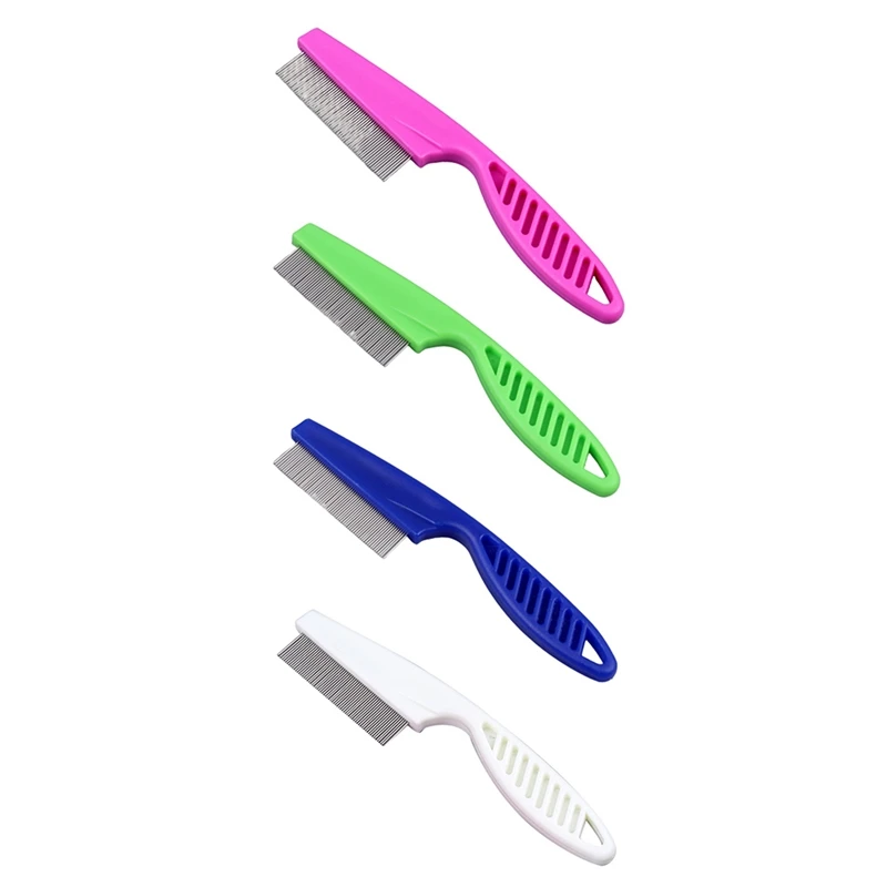 

Pet Dog Hair Flea Comb Stainless Pin Grooming Brush Comb For Cats Dogs Grooming Combs Clean Tools, Blue, , white.pink.green