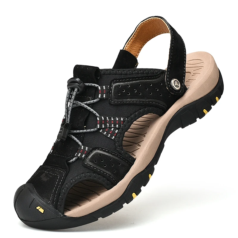 

2020 New Arrivals Leather Sandals For Men Anti-Skidding, Black,brown,blue