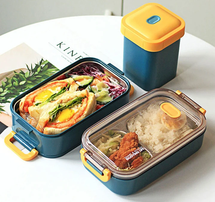 

Stackable Airtight 304 Stainless Steel and Plastic Tiffin Lunch Box Lonchera Bento Food Storage Container for Adults Kids