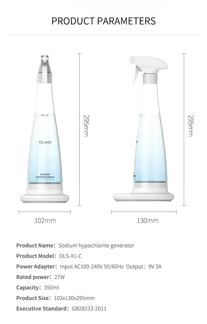Olansi منتج جديد تصنيع المعدات الأصلية المطهر المطهر المطهر رذاذ الماء الصوديوم هيبوكلوريت صانع naclo3 مولد المطهر