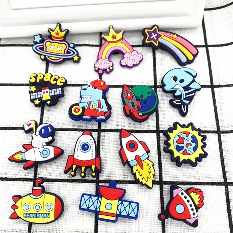 

rocket soft pvc rubber shoe lace charms custom croc cartoon shoes charms decoration for wholesale buckles for shoe