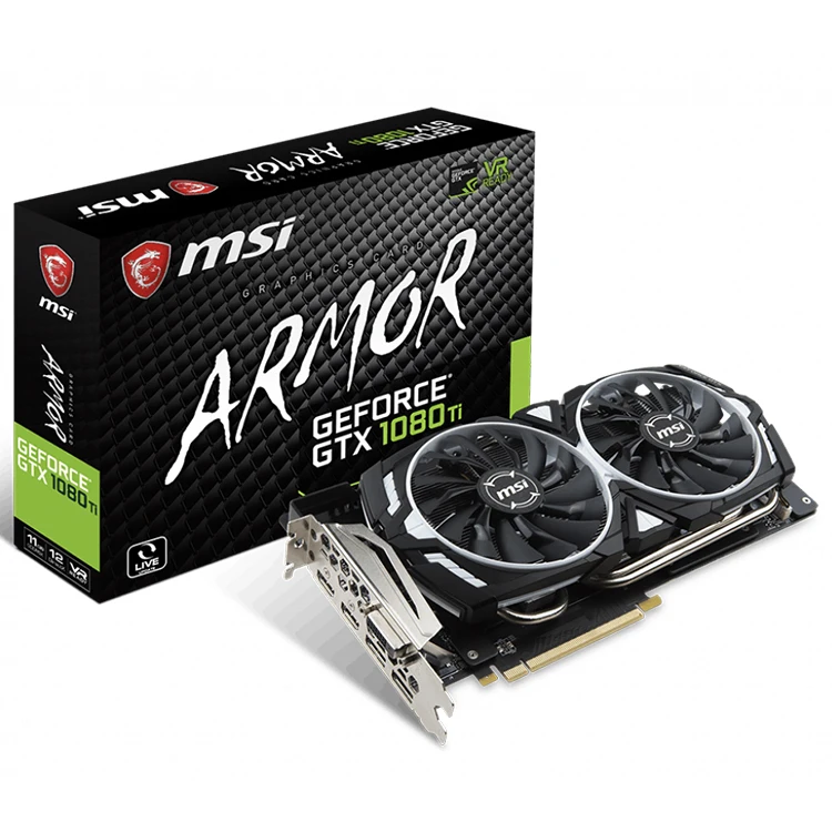 

MSI NVIDIA GeForce GTX 1080 Ti ARMOR 11G Used Gaming Graphics Card for Sale with 11GB GDDR5X Memory Support Desktop
