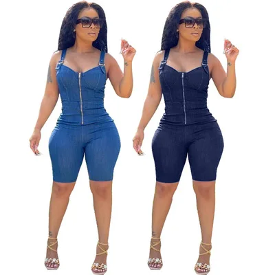 

RTS (0.35) J2182 Rompers women one piece jumpsuits Denim rompers summer shorts jumpers 2021