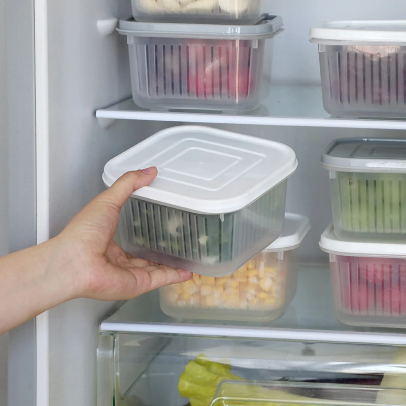 

Promotional Small Kitchen Accessories Food Container Plastic Sealed Food Container For Refrigerator Kitchen, Transparent/white/grey