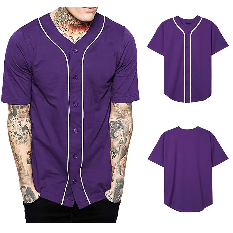 Custom baseball T-shirt jersey men hip-hop streetwear embroidered logo print mesh plain baseball shirt