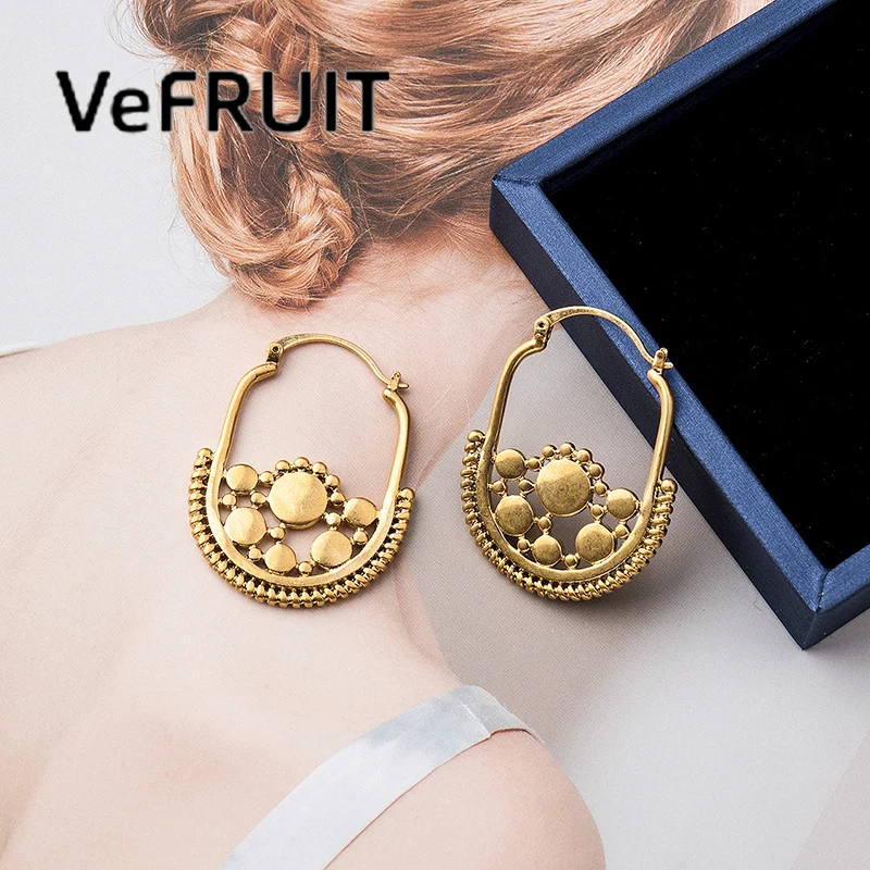 

VeFruit Bohemian Vintage Earrings 18k gold plated brass costume jewelry accessories Private Label chic 2021 fashion trendy chic