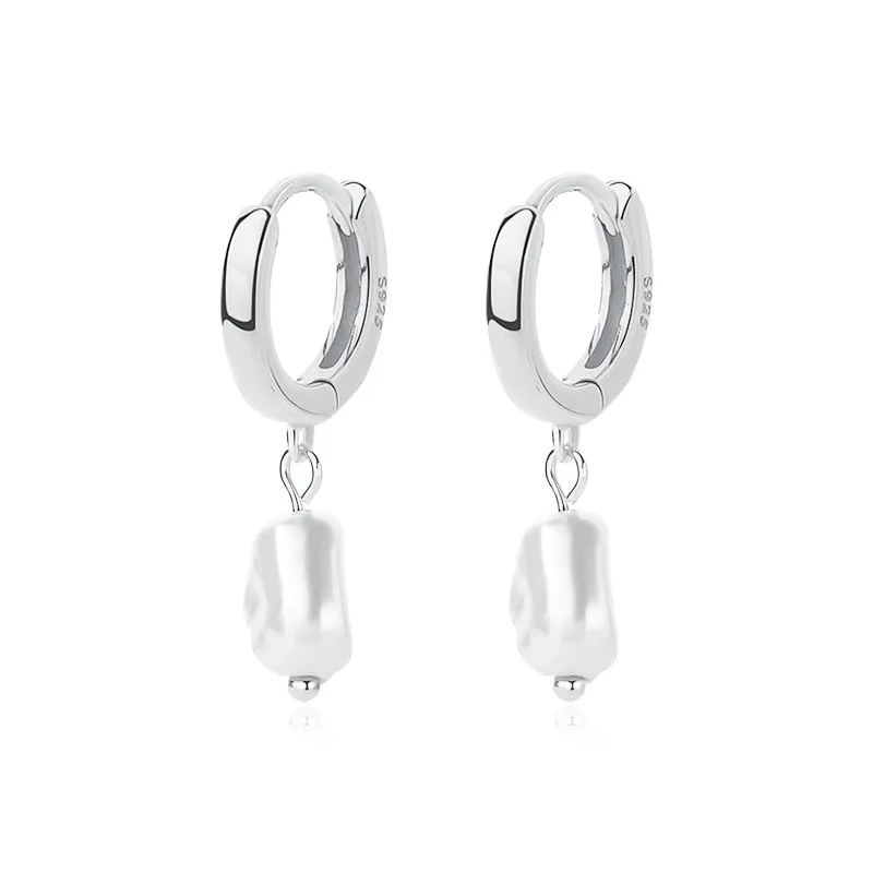 

VIANRLA 925 Sterling Silver Jewelry Earrings 18k Gold Plated Trendy Hoop Pearl Earring For Women Free Laser Logo Wholesale