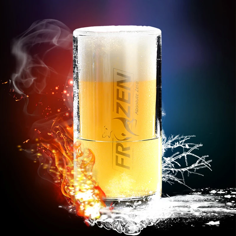 

wholesale drinking glass beer glasses 380ml double wall glass beer mugs 13oz beer glass cup cooling cup, Picture