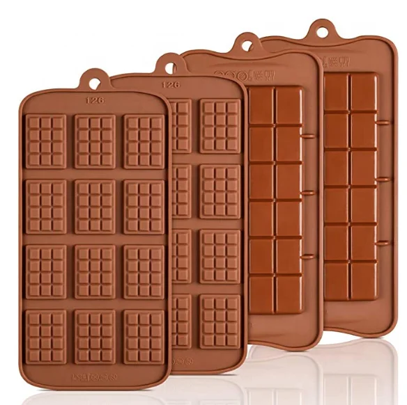 

Wholesale Rectangle Break Apart Chocolate Mold Silicone Waffles Shape Chocolate Tray Protein and Energy Bars