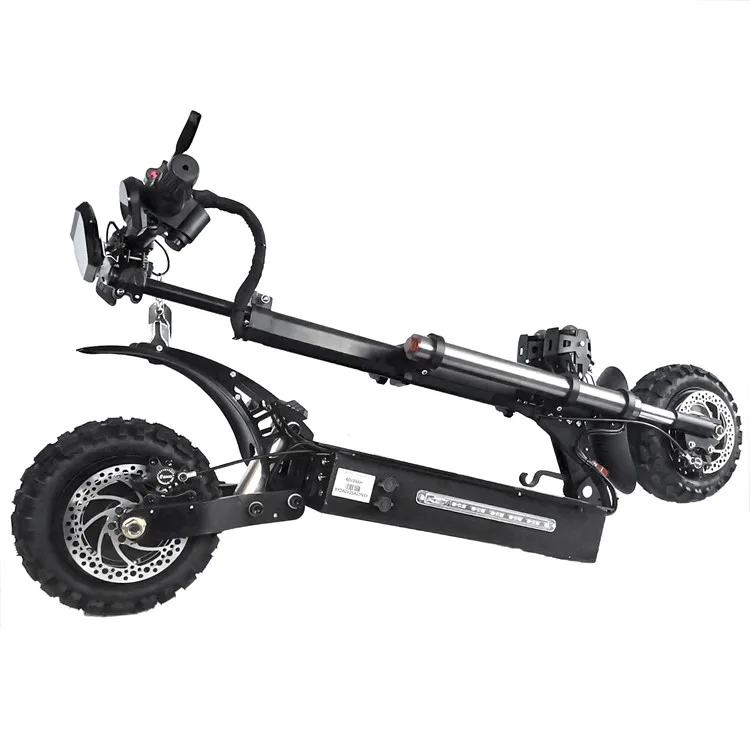 

hot sell dual motor 5600W 60V 45ah long range off road 11inch fat wheels adult electric scooter with seat, Black