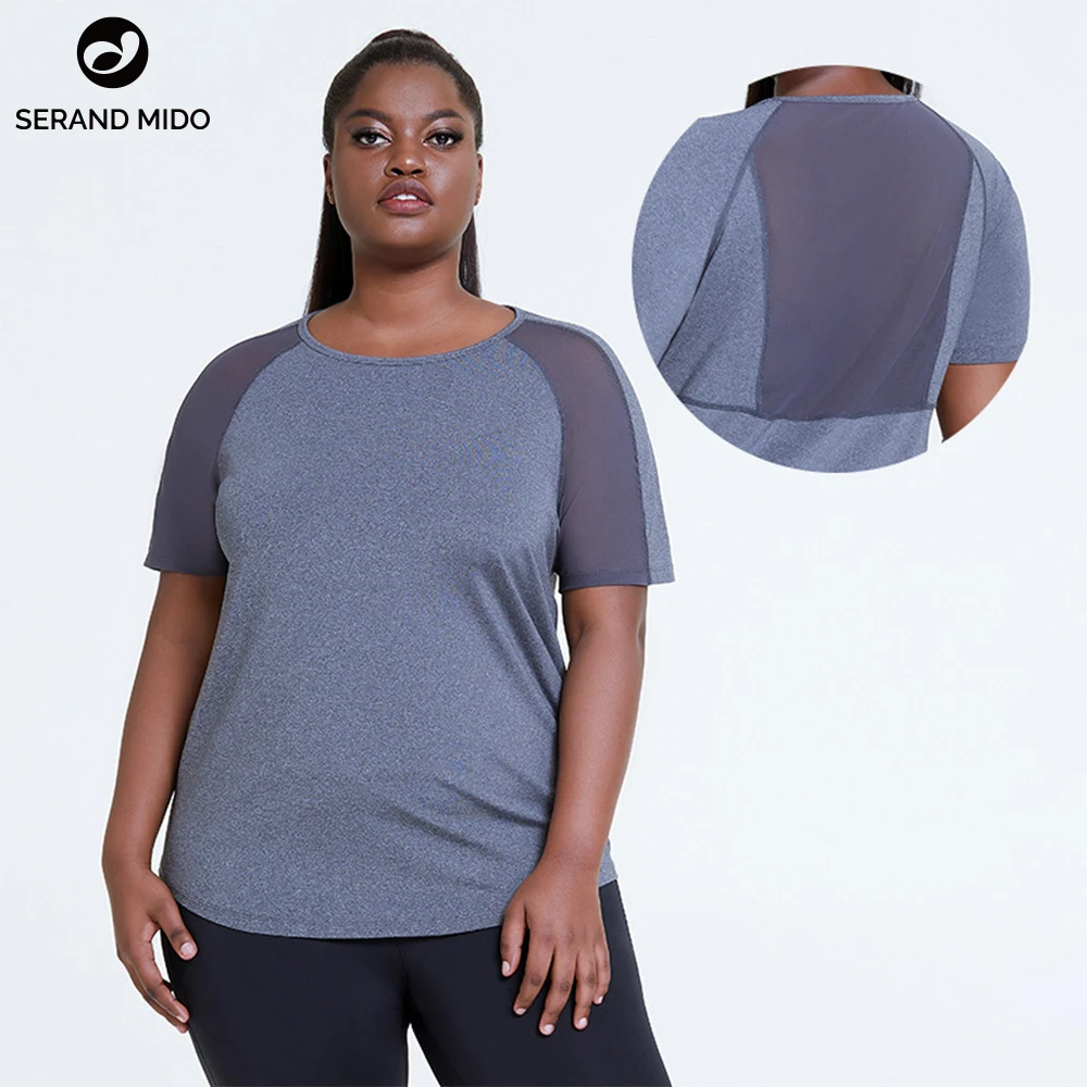 

Plus Size Custom Sportswear Running Sport Women Workout Gym Fitted Shirts Breathable Mesh Patchwork T Shirt