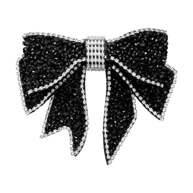 

INS Female Jewelry Black Diamond Spring Hair Clip Accessories Shiny Full Crystal Bow Ponytail Clip Hairpins