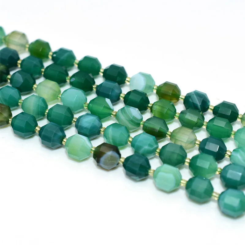 

Trade Insurance  Bucket Shaped 6 Colors Green Striped Agate Loose Beads