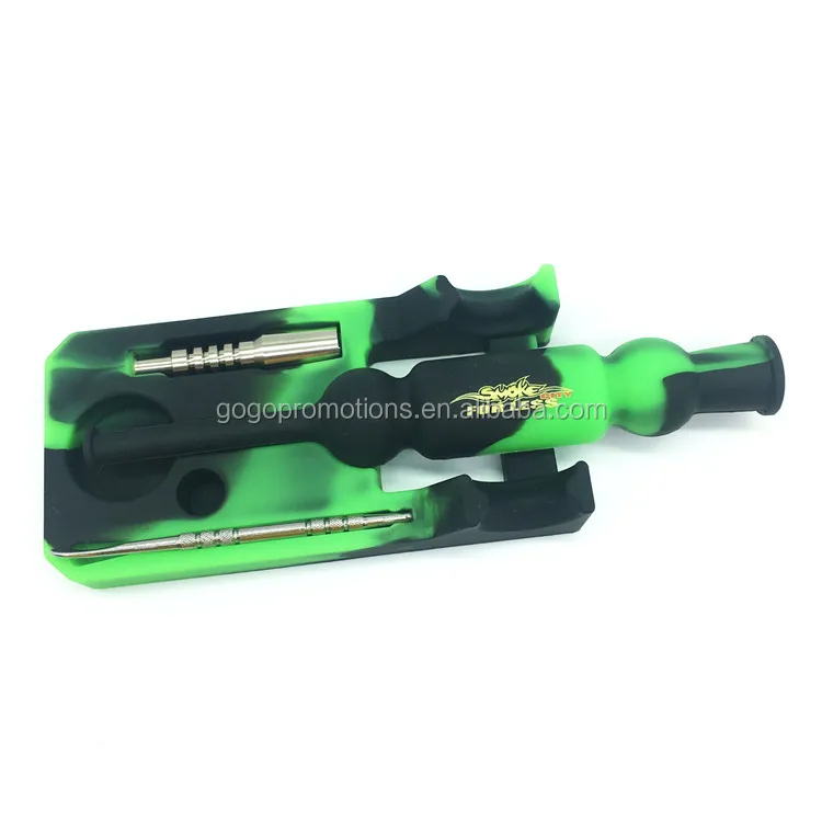 

Customized Printing Logo Silicone Smoking Pipe Tobacco Dabs Rig NC Silicone Pipe + Titanuim for 14mm Gift BOX Mixed Colors 180g