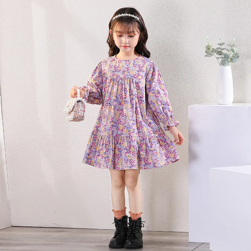 

Summer casual cotton design baby dress girl tutu dress floral loose child dress