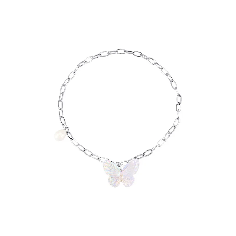 

Butterfly Fashion Jewelry Pearl Silver Necklace for Women