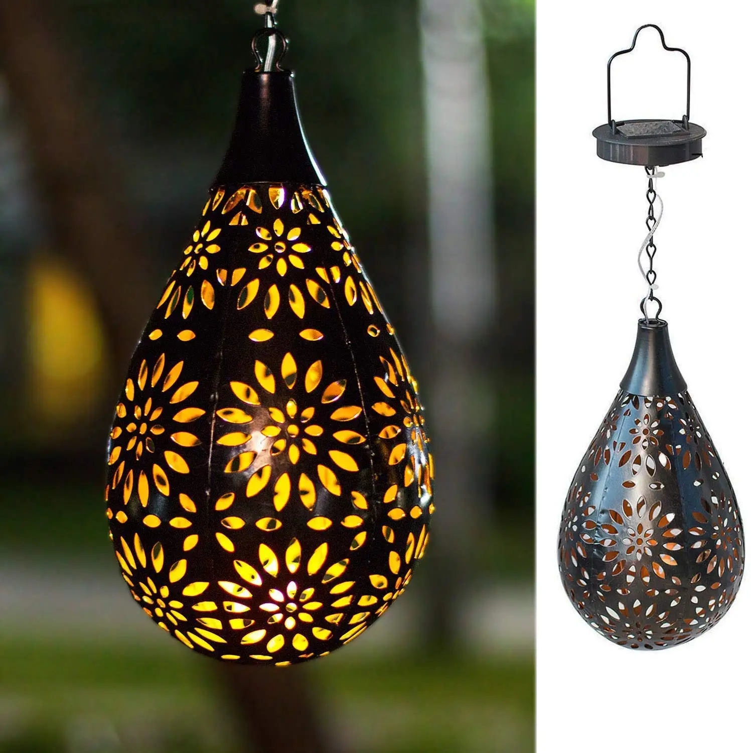 Outdoor Garden Hanging Bulb Shaped Solar Light for Decoration