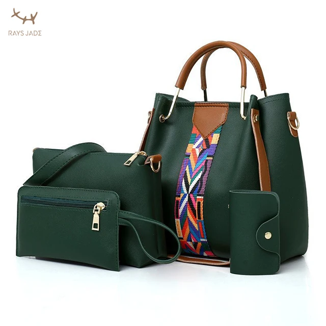 

Hot sale Fashion Cheap Price PU Bucket bag Cosmetic pouch Clutch Cardholder 4 Pcs in 1 Set Lady Handbag Women Hand Bag sets, Customizable