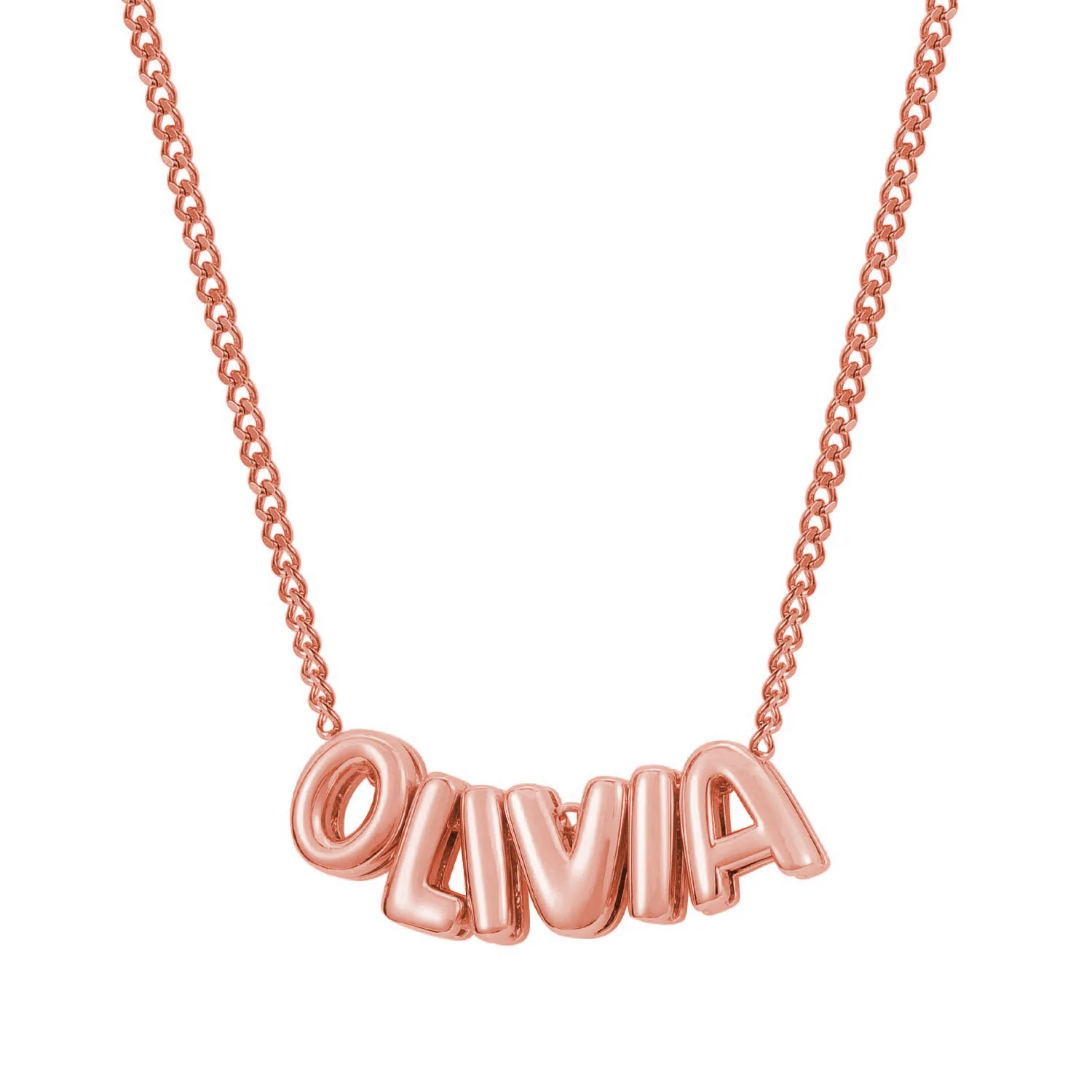 Duoying Hot-sale Gold Silver Rose Gold Customized Copper DIY Name Mini Bubble Letter Necklace