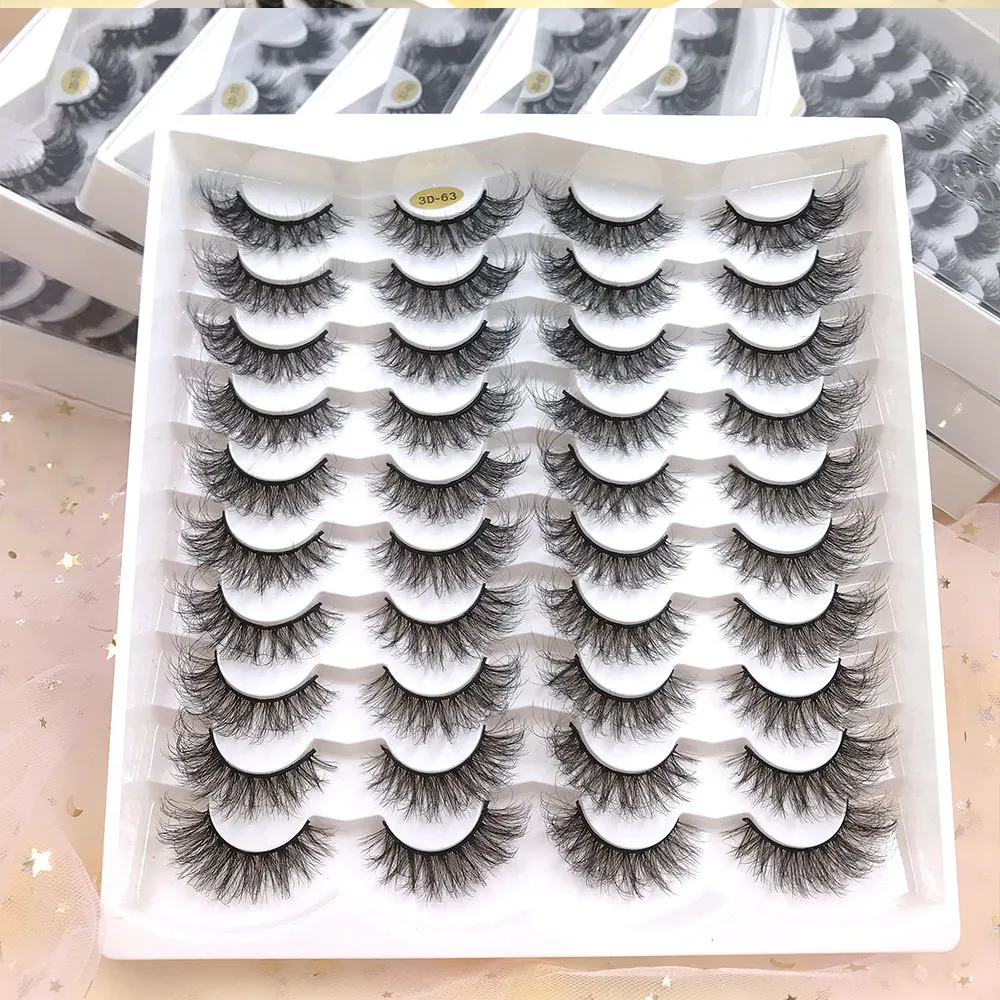 

20 pairs false eye lashes wholesale natural 15mm 18mm 3d fluffy faux mink eyelashes