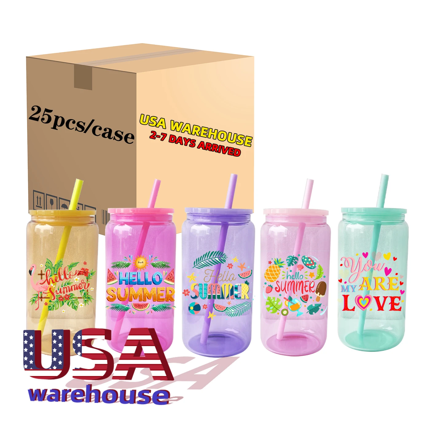 16oz Colored Blank Sublimation Borosilicate Clear Glass Can Tumbler Reusable Sustainable Wholesale Bulk Drinking Glasses