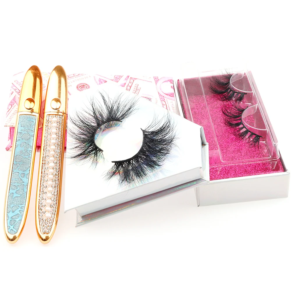 

Best Quality New Styling Private Labels Cruelty Free 45A 25mm 3D Mink Eyelashes with Customized Beautiful Packaging Cases, Black
