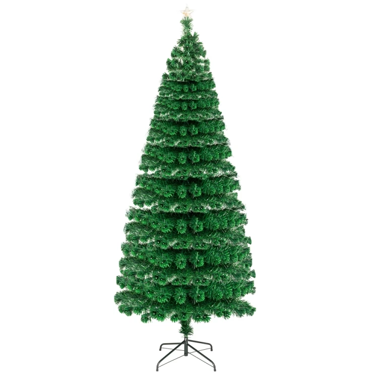 

American warehouse free shipping 7.5 feet indoor and outdoor Christmas holiday decoration fiber optic Christmas tree 260 branch