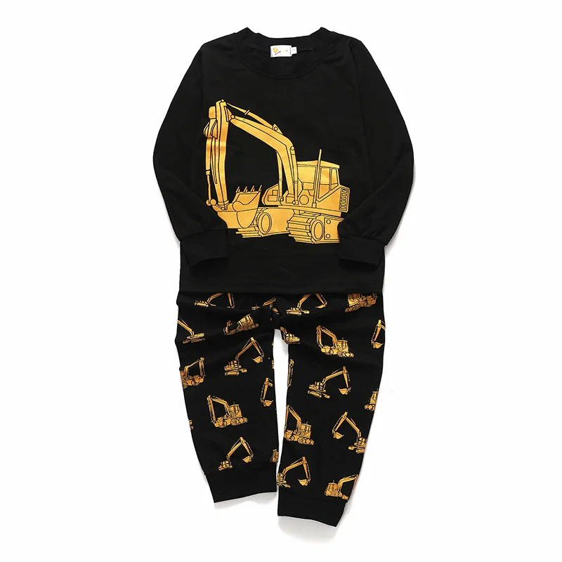 

Cartoon excavator children's home long sleeve suit