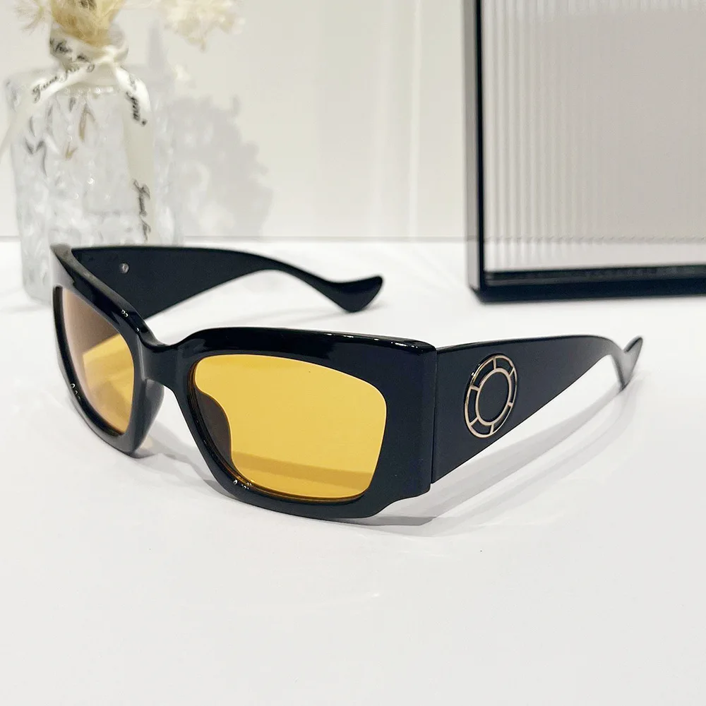 2024 Vintage Women Shades New Big Frame Square Sunglasses Uv400 Protection Y2k Sports Wide Arm Sunglasses