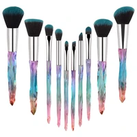 

New Arrival Best Seller OEM Crystal 10Pcs Premium Makeup Brushes Private Label Foundation Diamond Cosmetic Makeup Brush Set