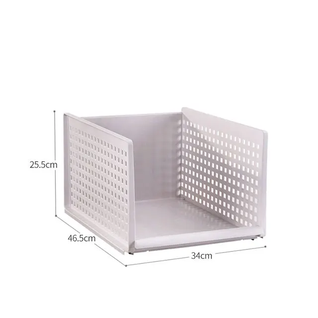 

Stackable Plastic White Wardrobe Storage Basket Drawer Type Closet Storage Box