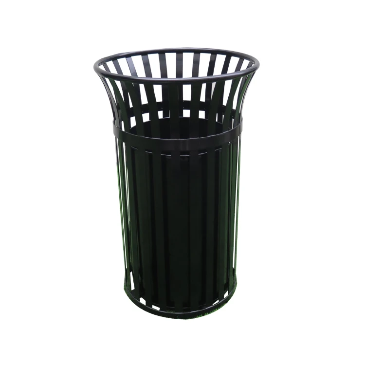 

Classic Recycle Steel Trash bin 50/60/80/100L Black Round Public Street Outdoor Trash Can