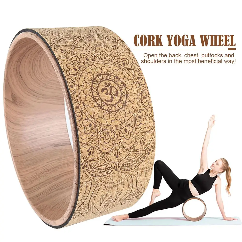 

Mandala Natural Cork Massage Pilates Circle Roller For Stretching Indoor Wooden Yoga Wheel