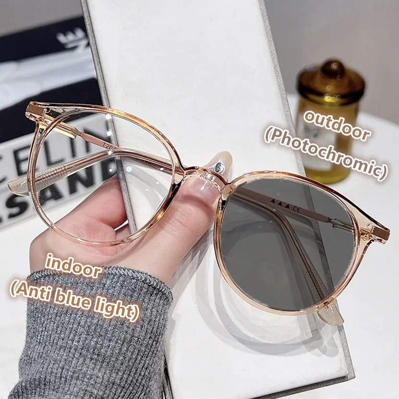 

Photochromic Anti Radiation Round Glasses Women Men Anti blue light Eyeglasses Frames Computer Eyewear