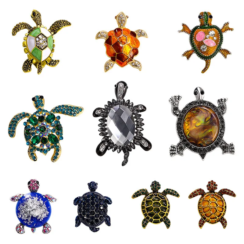 Luxury Ladies Fine Jewelry Brooches With Crystal Metal Alloy Turtle Brooches for Women
