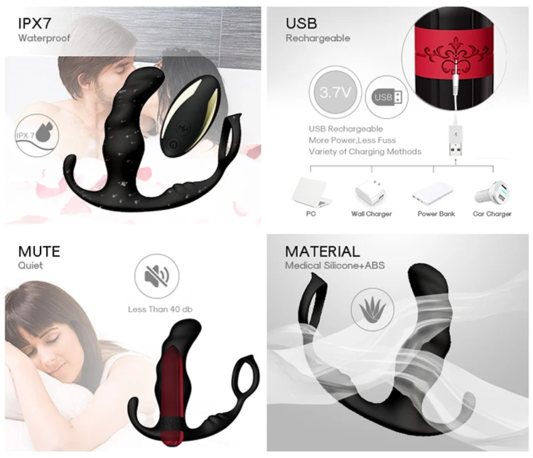 Sex Toys for Man Masturbator Penis Testicle Ring Strapons Anal Plug Prostate Wireless Bluetooth Vibrator