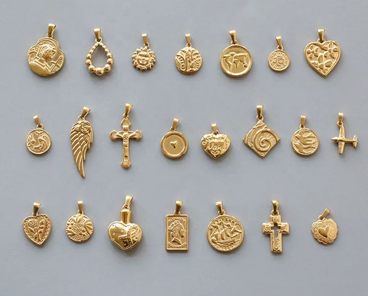 

Fashion Vintage Jewelry Pendant Charm 18K Gold Plated Hip Hip Stainless Steel Pendants for Women, Gold color