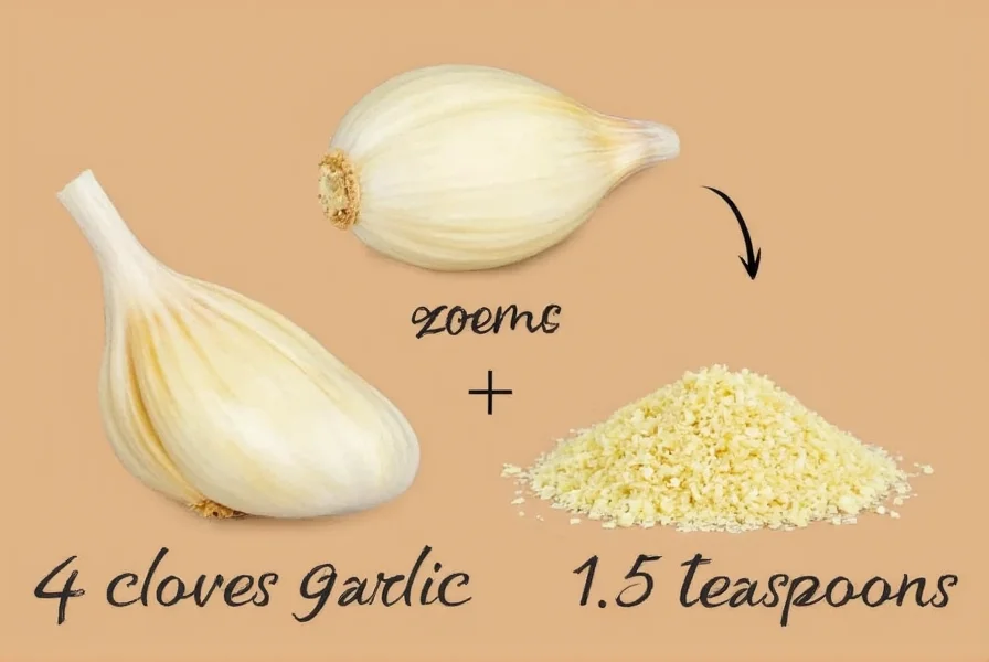 4 Cloves Garlic = 1.5 Teaspoons Minced (Exact Conversion)