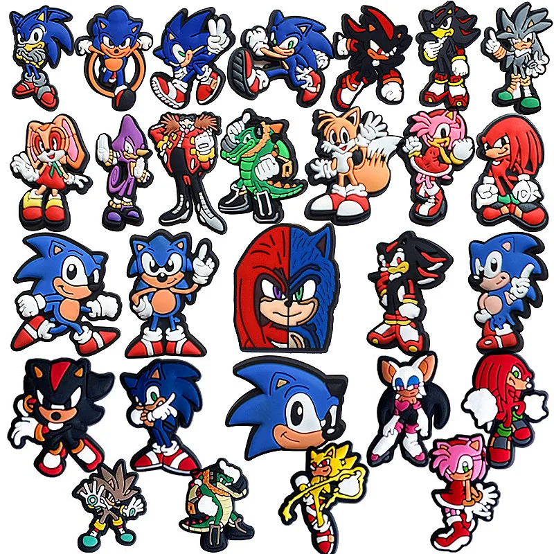 

2023New Arrival Sonic Character Charms Available Promotional Designs Croc Charms PVC Shoes decoration for Croc DIY Gift