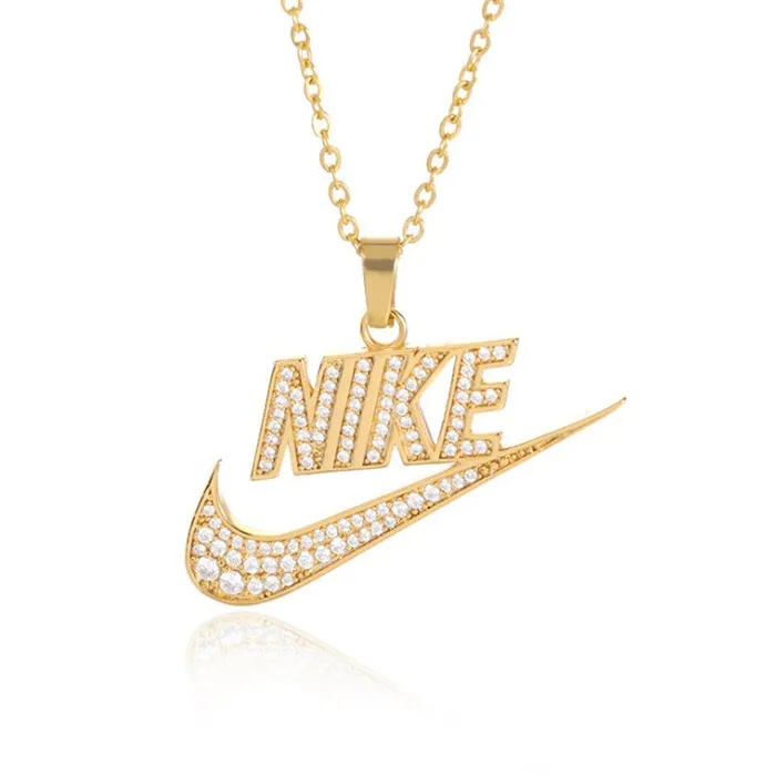 

Hip Hop Streetwear Stainless Steel Zircon Swoosh Pendant Necklace