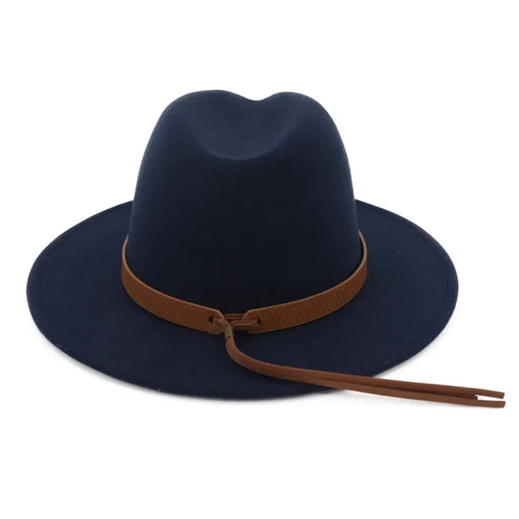 New Design Men Women Wool Felt Fedora Hat Panama Cap With Leather Band