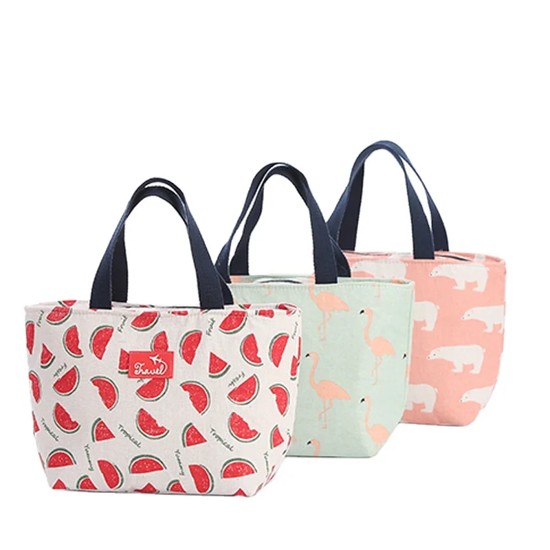 

small fresh lunch bag Cotton and linen small fresh portable lunch box bags