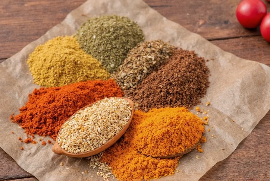 Various spice substitutes arranged for cumin replacement