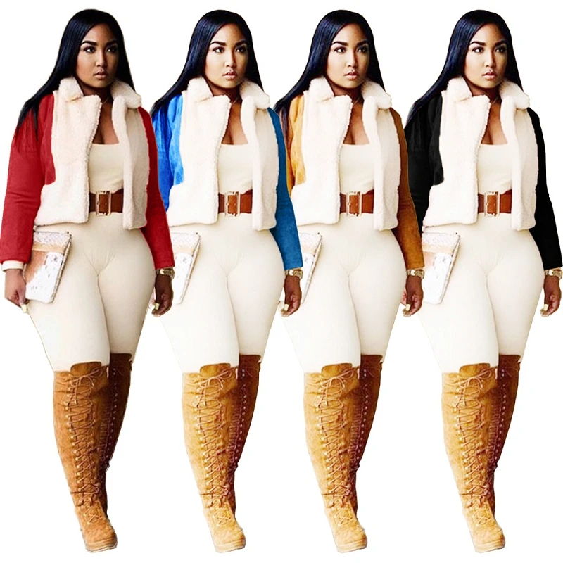

EB-20111710 Women jackets and coats 2021 Warm fur coats for ladies Patchwork Cardigan outdoor jackets
