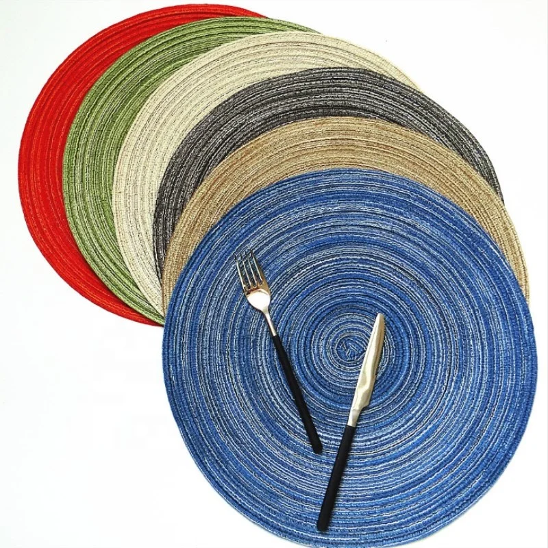 

Wholesale Round PP material woven Placemat table mat, Customized