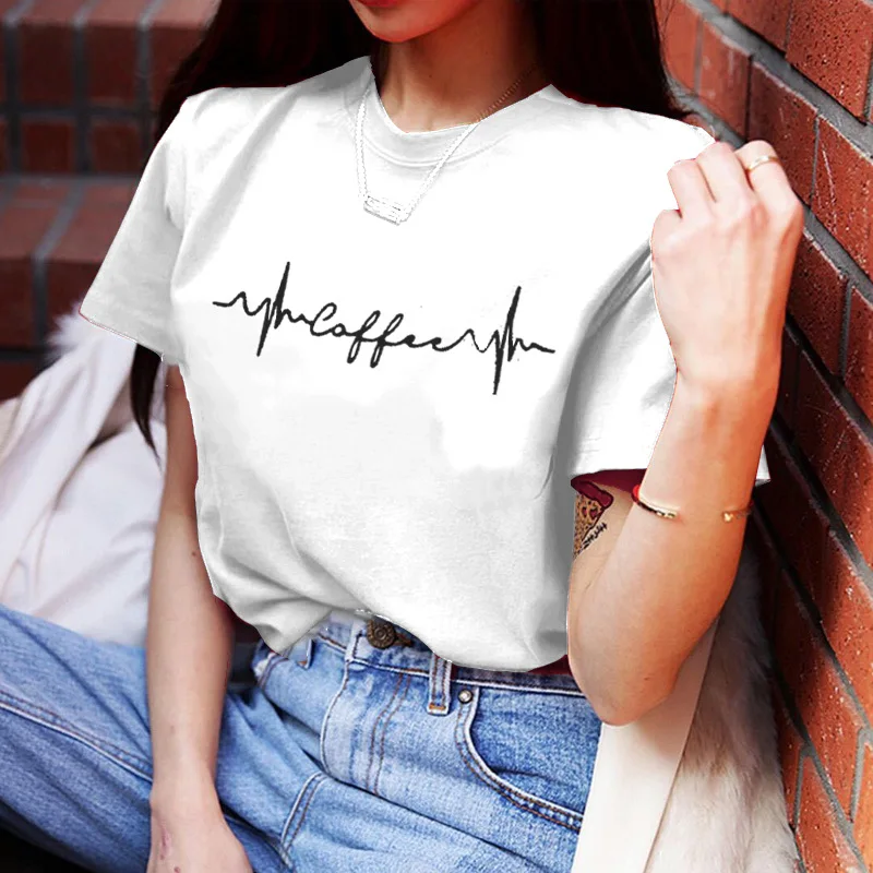 

Fashionable Electrocardiogram for Women's Wear, Short Sleeved T for Women
